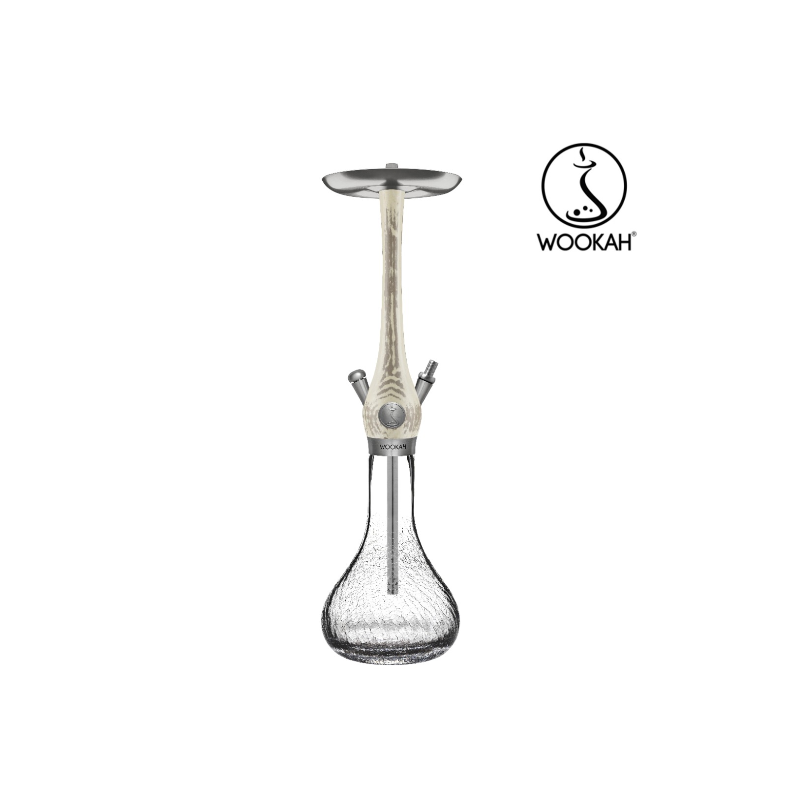 Wookah TAUPE Body / GOSSAMER Bottle / TAUPE Wooden Mouthpiece / BLACK Leather Hose Set