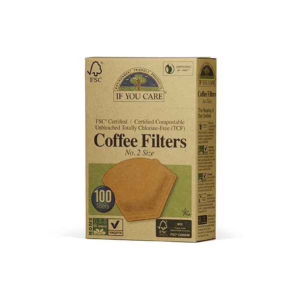 FSC＆コンポスト認証　無漂白コーヒーフィルター No.2サイズ（1〜2杯用） 100枚入り画像