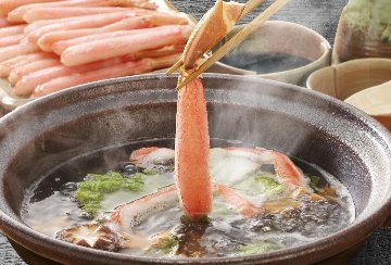 《境港産》若松葉ガニしゃぶしゃぶ用棒肉400g　鍋用だしパック付きの画像