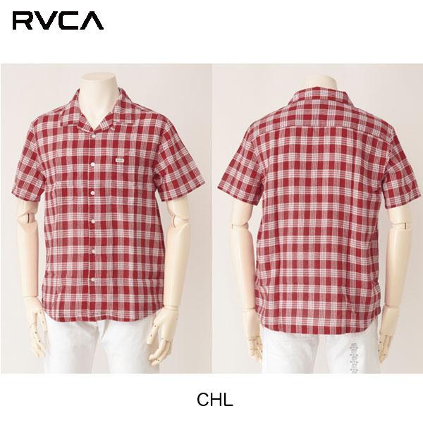 RVCA BB041-128 ワンナップ チェック 半袖シャツ オープンシャツ チェリー チェック ガーゼ調素材　画像