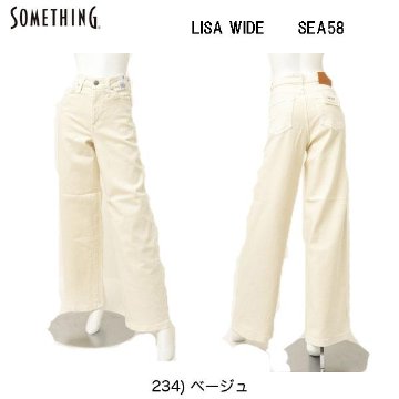 Something　フレアワイドパンツ LISA WIDE SEA58　デニム 234 オフホワイト レディースワイドパンツ 股上深め の画像