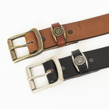 トリー tory 本革　レザーベルト　2428)OAKBARK & 2429)Black Strap Belts  3.8cm wide Roller Buckle の画像