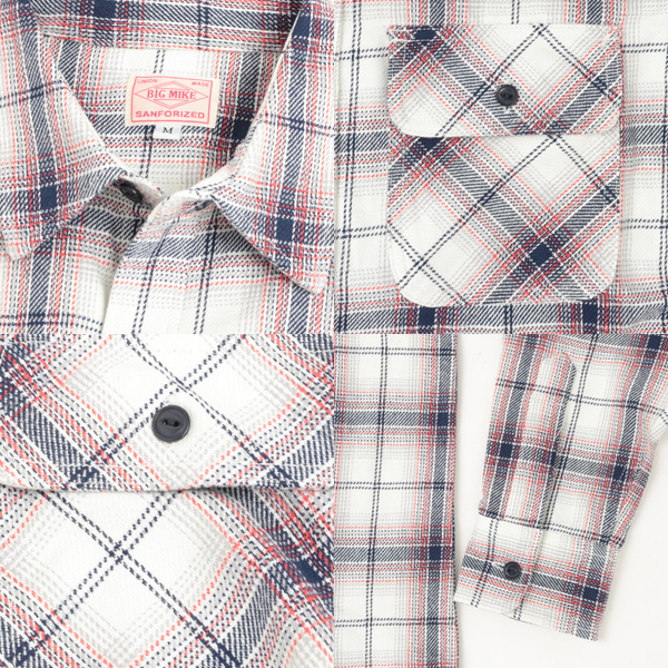 BIG MIKE 102235 ヘビーフランネル チェックシャツ  フラップ付 胸ポケット猫目ボタン スタイル＝ ビンテージ風 画像
