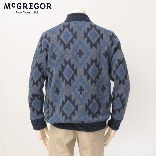  McGREGOR マクレガー 111822606 ネイティブ柄裏地付きニットブルゾン ジャカード織 カーディガン フルジップ セータージップカーディガン画像