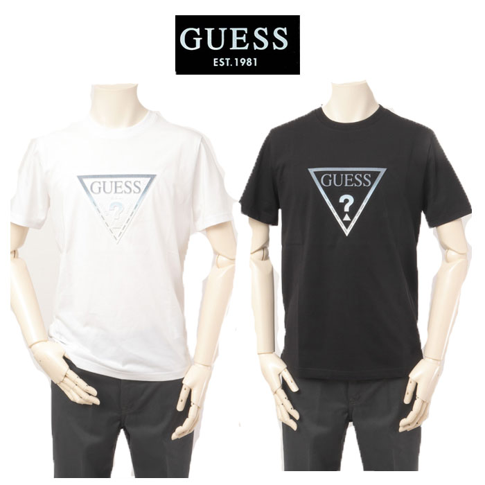 guess ゲス Denim Emboss Triangle Tee(デニム風のグラデーションカラーとエンボス加工Tシャツ)の画像