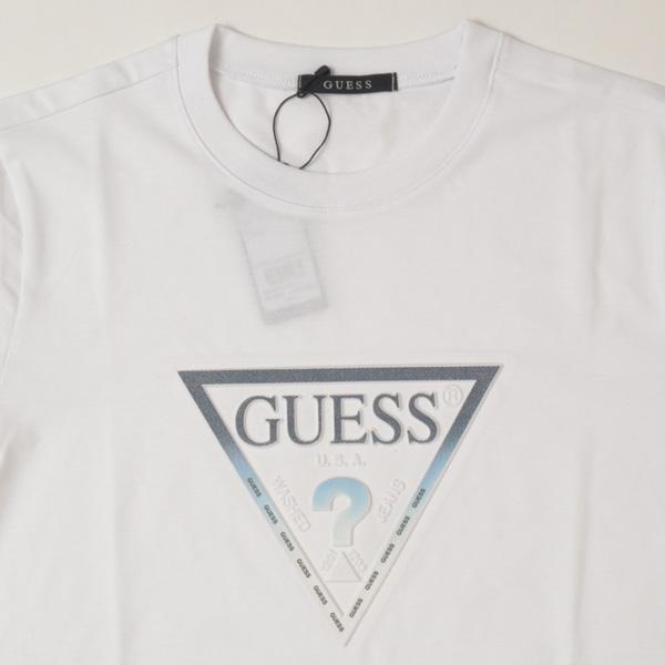 guess ゲス Denim Emboss Triangle Tee(デニム風のグラデーションカラーとエンボス加工Tシャツ)画像