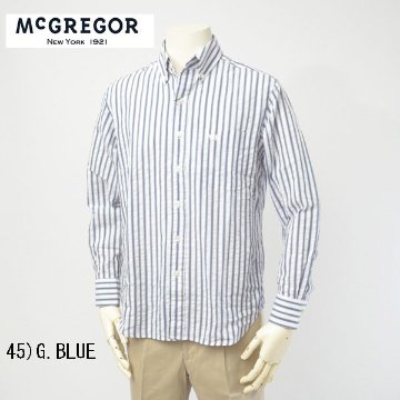 McGREGOR　マクレガー111172202 メンズ　長袖シャツ　薄手 クール サッカーシャツ　ボタダウン　紳士カジュアルシャツ　ストレイプシャツの画像