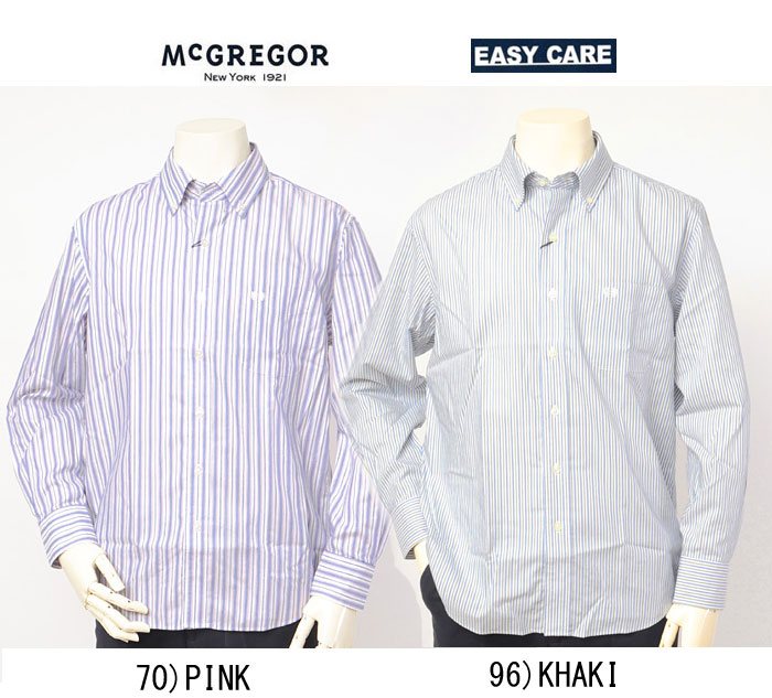 McGREGOR　マクレガー easycare 111173601 メンズ　長袖シャツ　薄手 クール　ボタダウン　紳士カジュアルシャツ　ストレイプシャツ画像