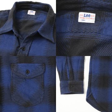 Lee メンズ LM7233 フランネルワーク　チェックシャツ 長袖シャツ ユッタリフィット　　綿100％ ワークシャツ　ツーポケット画像