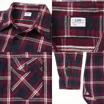 Lee メンズ LM7233 フランネルワーク　チェックシャツ 長袖シャツ ユッタリフィット　　綿100％ ワークシャツ　ツーポケット画像
