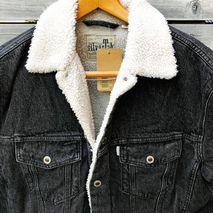 Levi's リーバイス a3180-0000 SILVERTAB アウター シェルパ トラッカージャケット 05）ブラック　HARLEY SHERPA 裏地ボア素材 優れた保湿性 の画像