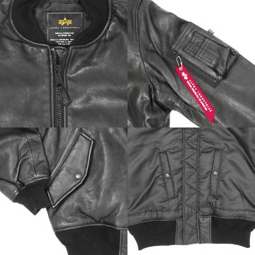 アルファ　Alpha Industries TA1632 MA-1　レザージャケット ブルゾン　羊革　ミりタリージャケット　MA1　の画像