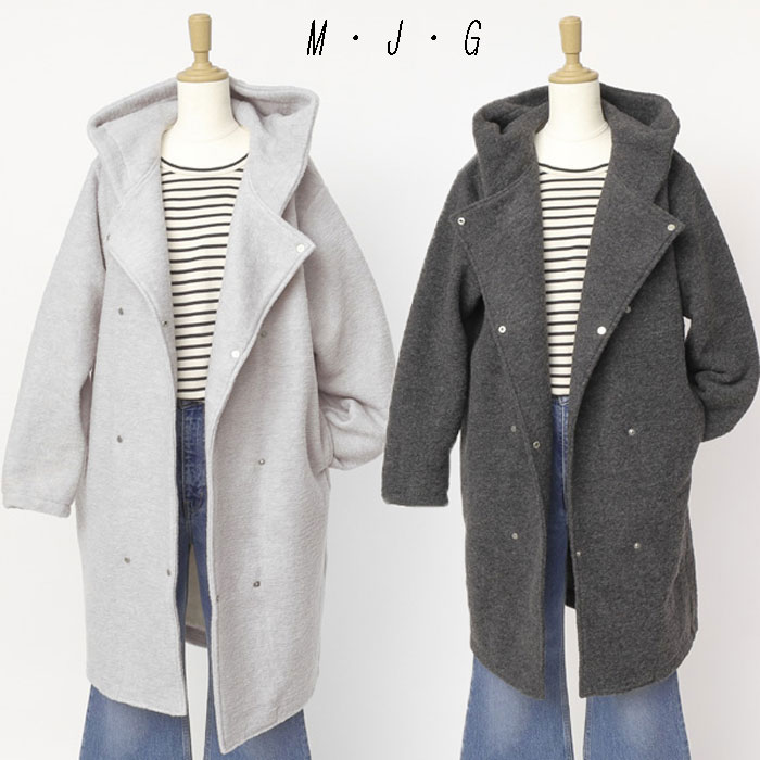 10％OFF M・J・G gm-t737 フーディーコート スライバーニット  コート レディース アウター 冬服 の画像
