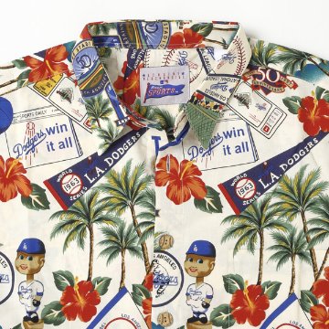 reynspooner レインスプーナー MLB DODGERS ドジャース アロハシャツ ハワイアン Scenic Aloha Shirt 大谷翔平 山本由伸 コットン100％画像