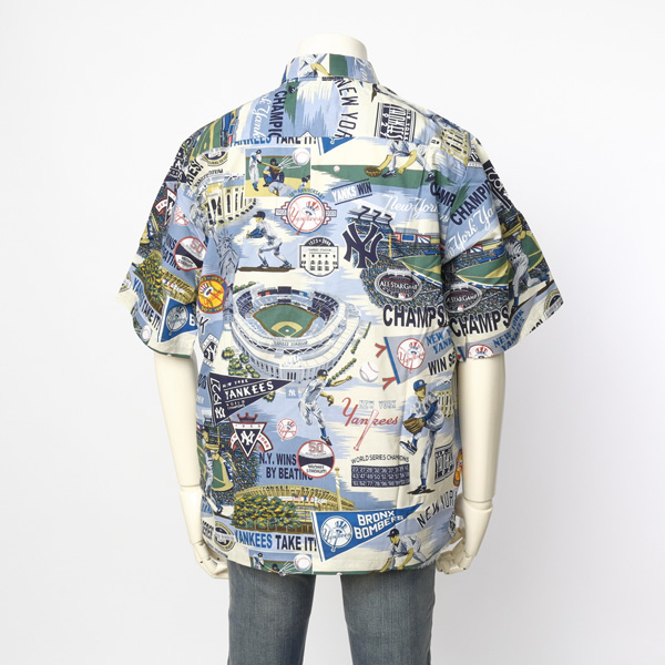 reynspooner レインスプーナー YANKEES ヤンキース MLB アロハシャツ ハワイアン Scenic Aloha Shirt コットン100％画像