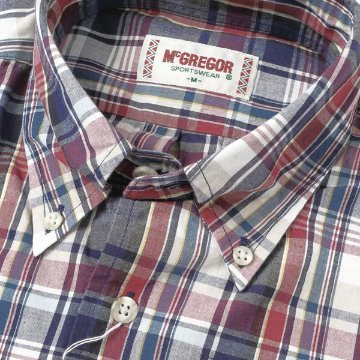 McGREGOR　MM17-4116 マクレガー メンズ　長袖シャツ　マドラスチェック　ボタンダウンシャツ　 ワンポイントドラゴン刺繍画像