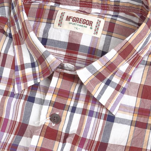マクレガー　McGREGOR　MM16-9306 マクレガー メンズ　半袖シャツ　マドラスチェック　レギュラーシャツ　 ワンポイントドラゴン刺繍の画像