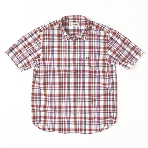 マクレガー　McGREGOR　MM16-9306 マクレガー メンズ　半袖シャツ　マドラスチェック　レギュラーシャツ　 ワンポイントドラゴン刺繍の画像