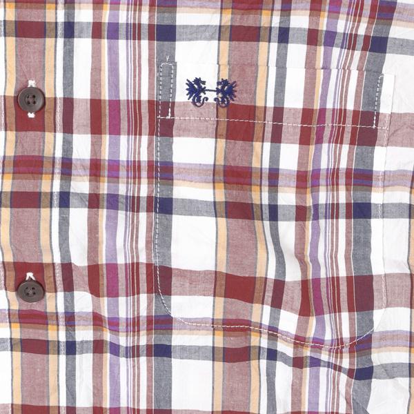 マクレガー　McGREGOR　MM16-9306 マクレガー メンズ　半袖シャツ　マドラスチェック　レギュラーシャツ　 ワンポイントドラゴン刺繍の画像