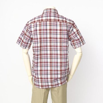 マクレガー　McGREGOR　MM16-9306 マクレガー メンズ　半袖シャツ　マドラスチェック　レギュラーシャツ　 ワンポイントドラゴン刺繍の画像