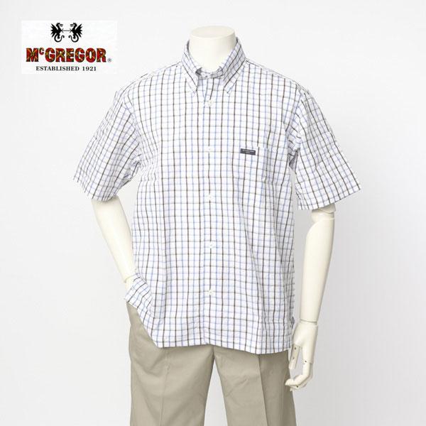 マクレガー　McGREGOR　MM16-4305　Lサイズ　 マクレガー メンズ　半袖シャツ　ボタンダウンシャツ　 ワンポイントブランドロゴ入り画像