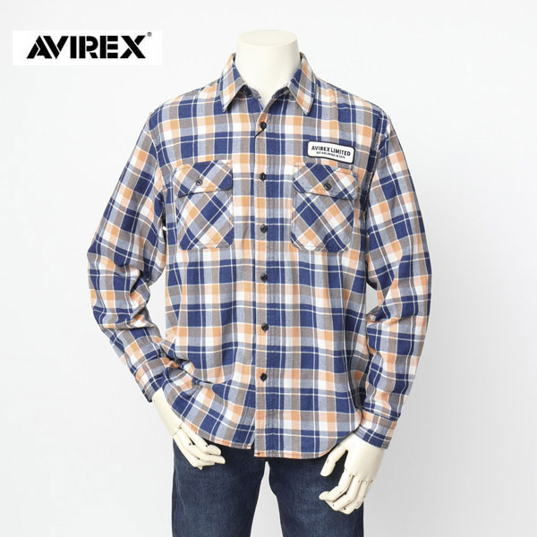 AVIREX アヴィレックス 4120005 メンズ シャツ COTTON CHECK EMBROIDERY SHIRT コットン チェック エンブロイデリー シャツ 画像
