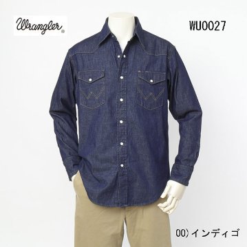 Wrangler ラングラー WU0027-00 ウエスタンシャツ 27MW 00)インディゴ イチゴボタン シャツ 画像