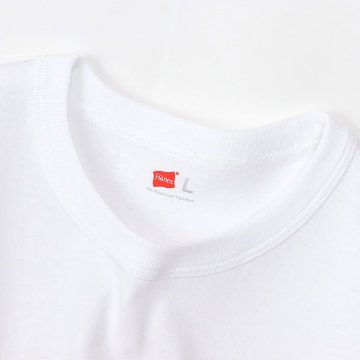 HANES ヘインズ HM1-X202　クルーネック 綿100％ 半袖 Tシャツ ホワイト ブラック ジャパン代理店製品画像