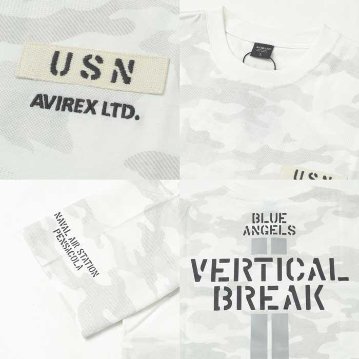 avirex アビレックス　Tシャツ　半袖T　メンズ　783-4134026 CAMO STENCIL T-SHIRT　リフレクター反射板仕様　半袖シャツ　クルーネックTee画像