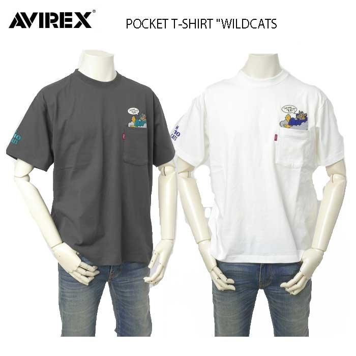 avirex アビレックス　Tシャツ　半袖T　メンズ　783-4134028 ポケットTシャツ　ワイルドキャット POCKET T-SHIRT WILD CATS　半袖シャツ　クルーネックTee画像