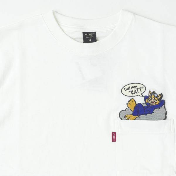 avirex アビレックス　Tシャツ　半袖T　メンズ　783-4134028 ポケットTシャツ　ワイルドキャット POCKET T-SHIRT WILD CATS　半袖シャツ　クルーネックTee画像