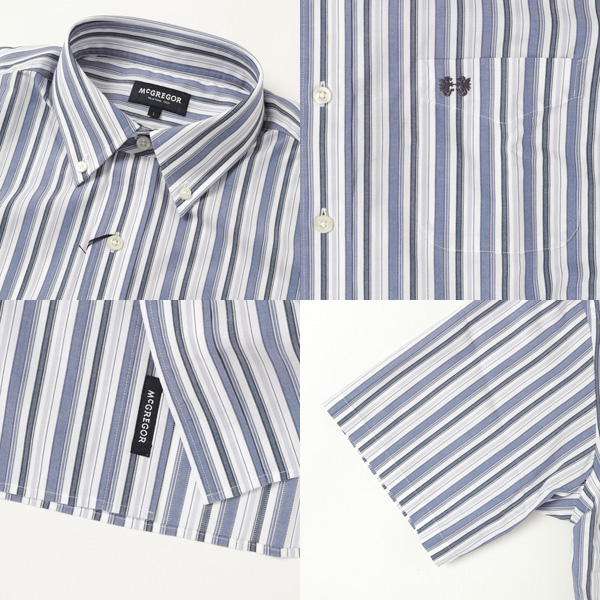 McGREGOR　マクレガー111163101 メンズ　イージーケア 半袖シャツ　カジュアルシャツ　サッカー素材 ストライプ ストレッチ 紳士画像