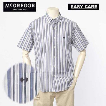 McGREGOR　マクレガー111163101 メンズ　イージーケア 半袖シャツ　カジュアルシャツ　サッカー素材 ストライプ ストレッチ 紳士画像