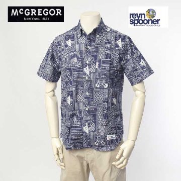 McGREGOR　マクレガー レインスプナー 111163504 メンズ　半袖シャツ コラボ ボタンダウン アロハシャツ ハワイ画像