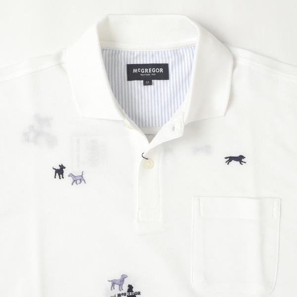  McGREGOR マックレガー メンズ 　111624301 Dog　刺繍　鹿の子 半袖ポロシャツ リフレッシング（吸汗、速乾）画像