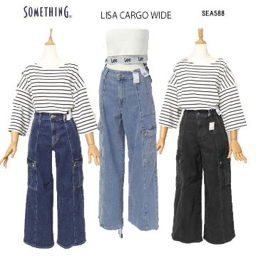 Something サムシング SEA588 LISA CARGO WIDE　ワイドカーゴパンツ　デニム　ストレッチの画像