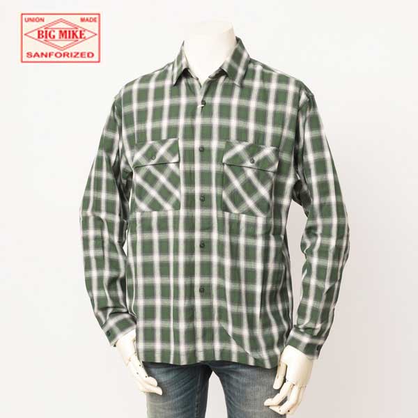 BIG MIKE ビッグマイク 102415701 OMBLE CHECK SHIRTS 長袖 チェックシャツ コットン の画像