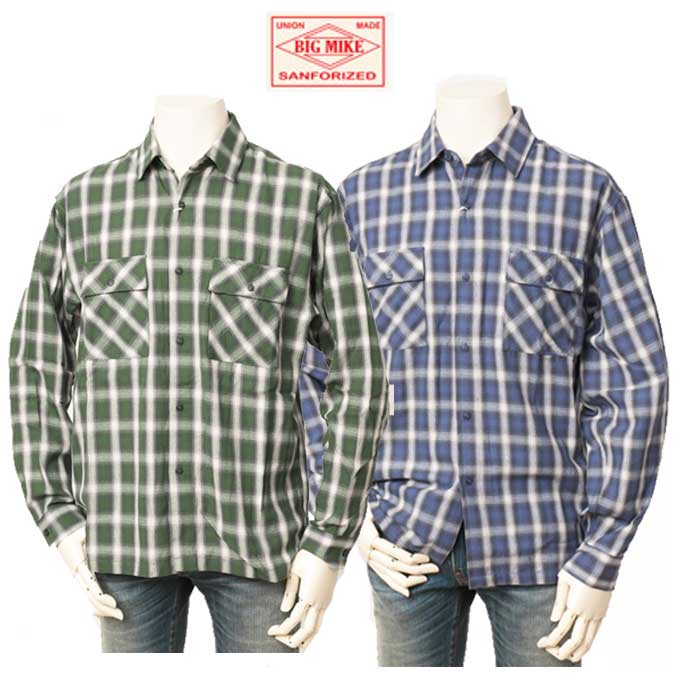 BIG MIKE ビッグマイク 102415701 OMBLE CHECK SHIRTS 長袖 チェックシャツ コットン の画像