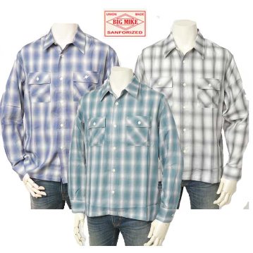 BIG MIKE 102425012 OMBLE CHECK L/S SHIRTS メンズ 長袖 シャツ レギュラーカラー の画像