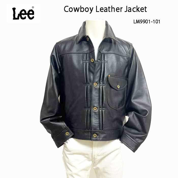 Lee　Cowboy   LM9901 レザー　カウボーイ　ジャケット 01）Black　牛革　レザーGジャン　革ジャケット　ブルゾン ファーストタイプ　ワンポケット　Cowboy　Jacketの画像