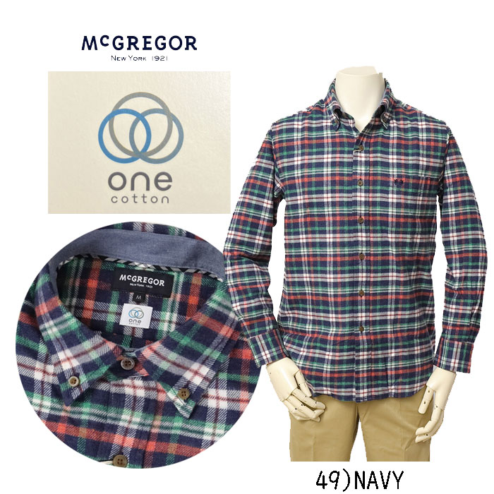 McGREGOR　マクレガー 111174616 メンズ　長袖シャツ　FLANNNEL CHECK SHIRT フランネルチェック ボタンダウンシャツの画像