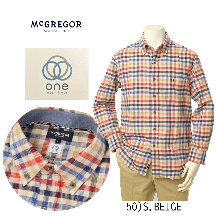 McGREGOR　マクレガー 111174616 メンズ　長袖シャツ　FLANNNEL CHECK SHIRT フランネルチェック ボタンダウンシャツの画像