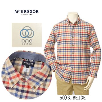 McGREGOR　マクレガー 111174616 メンズ　長袖シャツ　FLANNNEL CHECK SHIRT フランネルチェック ボタンダウンシャツの画像