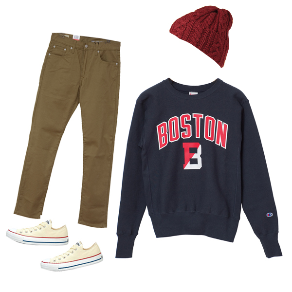 チャンピオン（champion) リバースウィーブ　クルーネックスウェット BOSTONロゴ  C5-Q001ユニセックスの画像