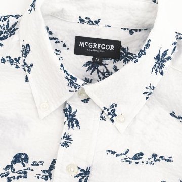 30％OFF McGREGOR　マクレガー 111164701 メンズ　半袖シャツ　ハワイアンアイビー　ボタダウンｓロハ風プリントシャツの画像