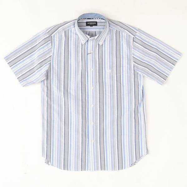  McGREGOR マックレガー メンズ 半袖シャツ 1111165101　10%OFF  Cool　Max ボタンダウウサッカーストライプ 綿75％　ポリエステル25％ の画像