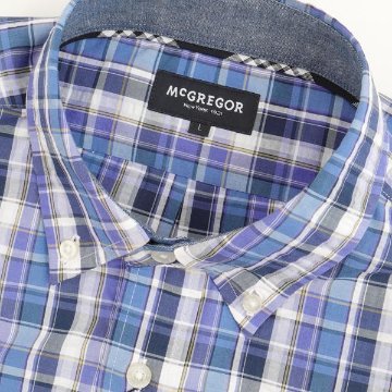  McGREGOR マックレガー メンズ 半袖シャツ 1111165101　10%OFF  Cool　Max ボタンダウウサッカーストライプ 綿75％　ポリエステル25％ の画像