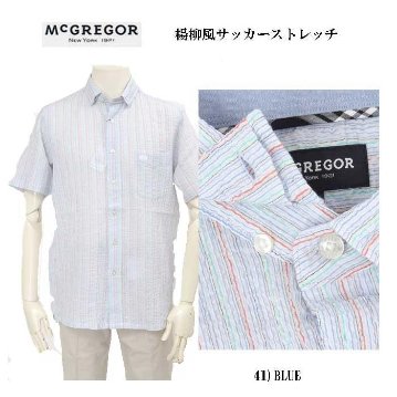  McGREGOR マックレガー メンズ 半袖シャツ 111165103　10%OFF  レギュラー襟のサッカー ストレッチシャツ ちぢみ風サカー、襟留め隠しボタン仕様 綿95％ポリウレタン5％の画像