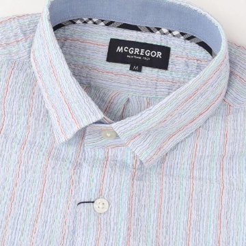  McGREGOR マックレガー メンズ 半袖シャツ 111165103　10%OFF  レギュラー襟のサッカー ストレッチシャツ ちぢみ風サカー、襟留め隠しボタン仕様 綿95％ポリウレタン5％の画像