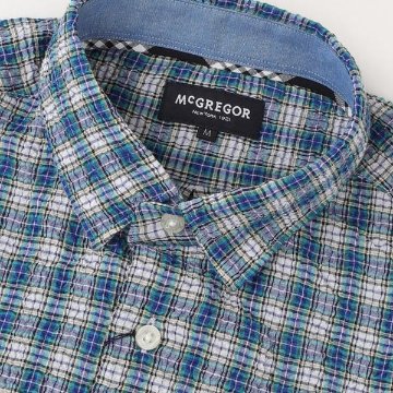  McGREGOR マックレガー メンズ 半袖シャツ 111165103　10%OFF  レギュラー襟のサッカー ストレッチシャツ ちぢみ風サカー、襟留め隠しボタン仕様 綿95％ポリウレタン5％の画像